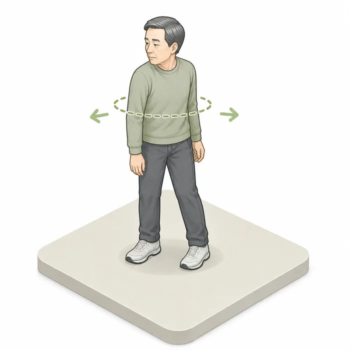 体幹の回旋が少ない